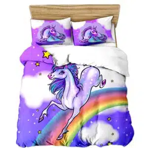 HOUSSE COUETTE LICORNE ARC-EN-CIEL N-1