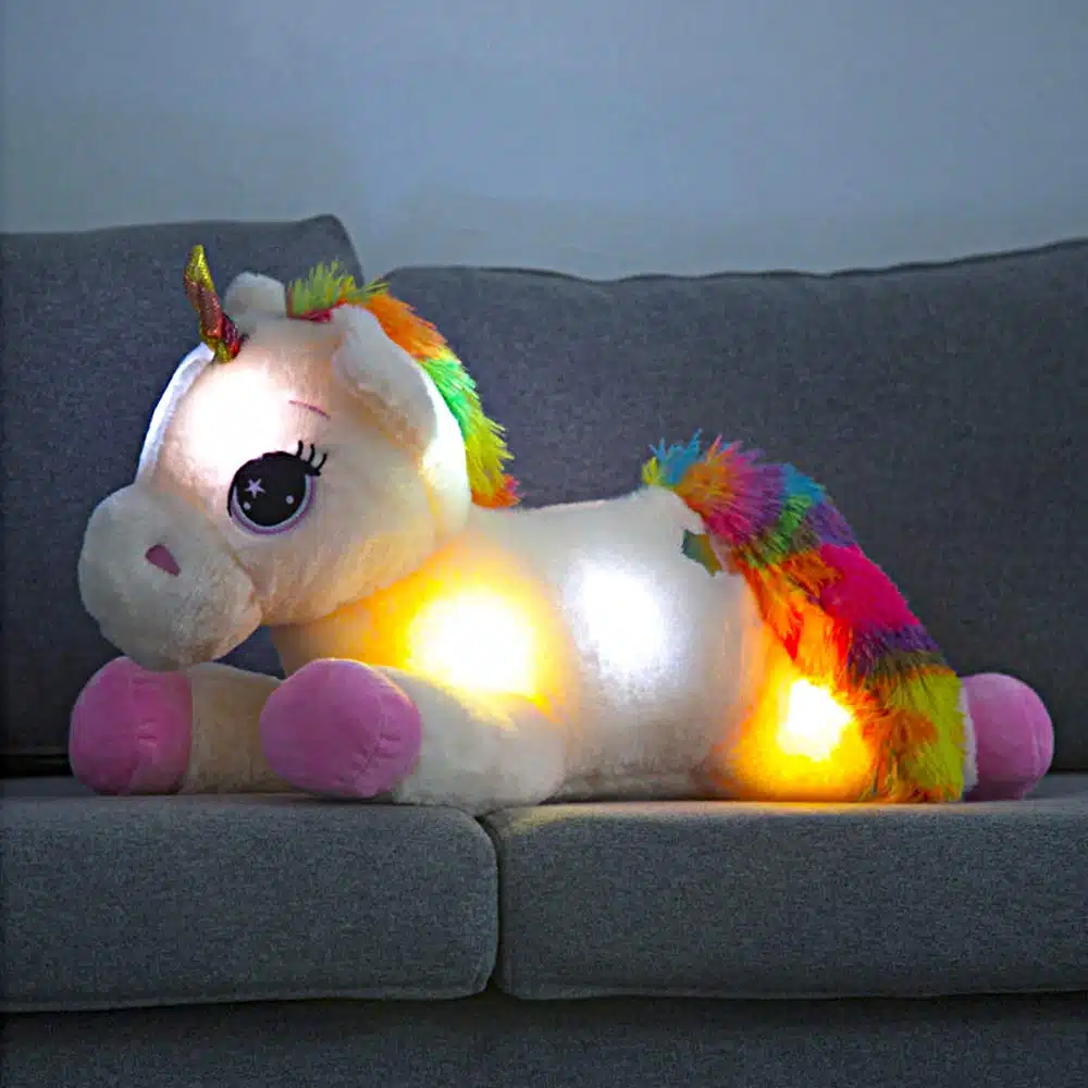 PELUCHE LICORNE ROSE LUMINEUSE