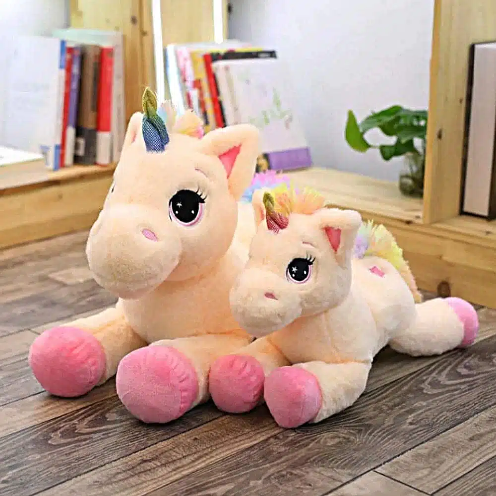 DEUX PELUCHES LICORNE ROSE