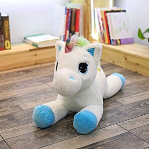 PELUCHE LICORNE BLANCHE SUR UN PARQUET