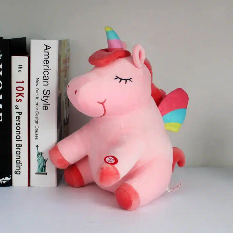 PELUCHE LICORNE LUMINEUSE ROSE AILÉE 11 PELUCHE LICORNE LUMINEUSE ROSE AILÉE