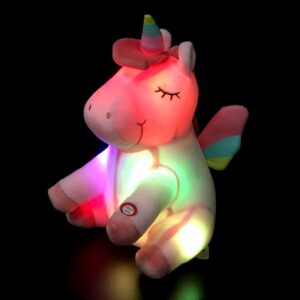 PELUCHE LICORNE LUMINEUSE BLANCHE AILÉE ÉCLAIRÉ