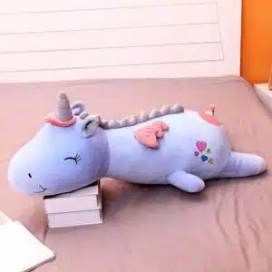 PELUCHE LICORNE OREILLER BLEU