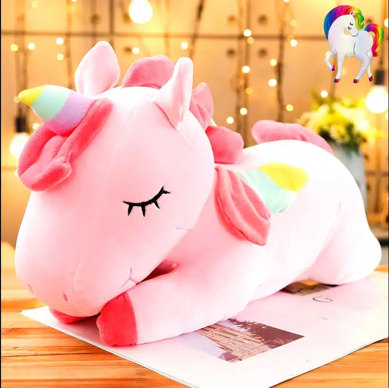 PELUCHE LICORNE GÉANTE ROSE AILÉE 1 PELUCHE LICORNE GÉANTE ROSE AILÉE