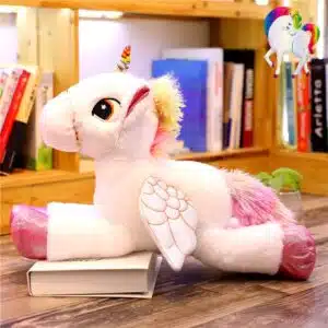 PELUCHE LICORNE YEUX BRILLANTS BLANCHE