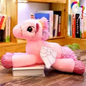 PELUCHE LICORNE YEUX BRILLANTS ROSE