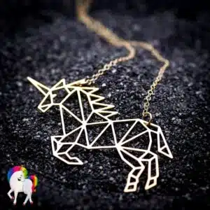 Collier licorne origami en or