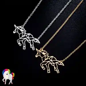 Pendentif licorne femme or et argent