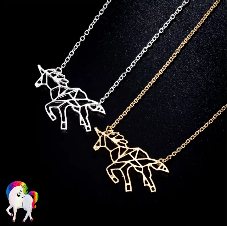 Pendentif licorne femme or et argent