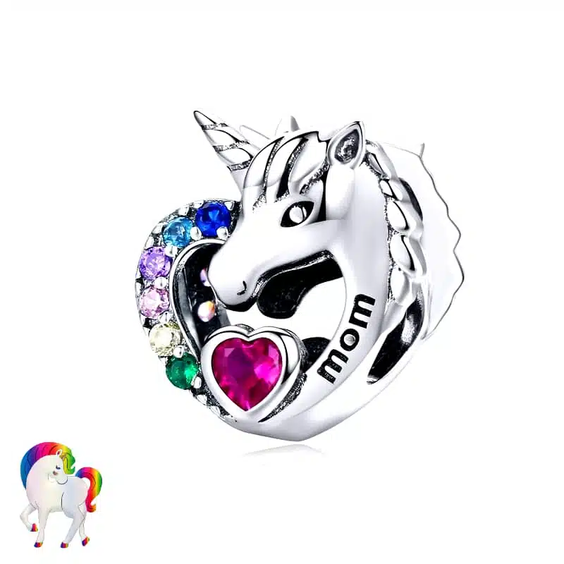 Pendentif licorne argent 925 - LICORNE CŒUR