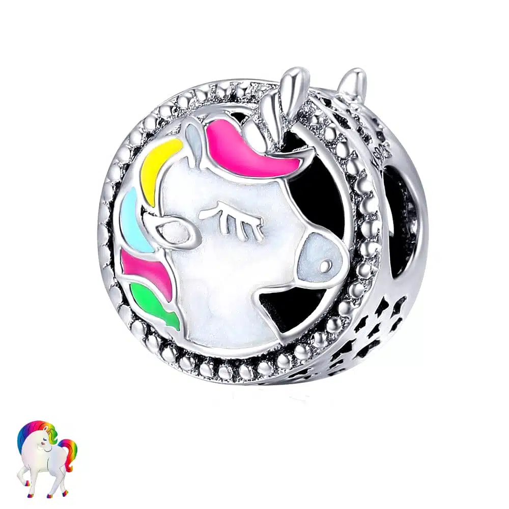 Pendentif licorne argent 925 - LICORNE MÉDAILLON