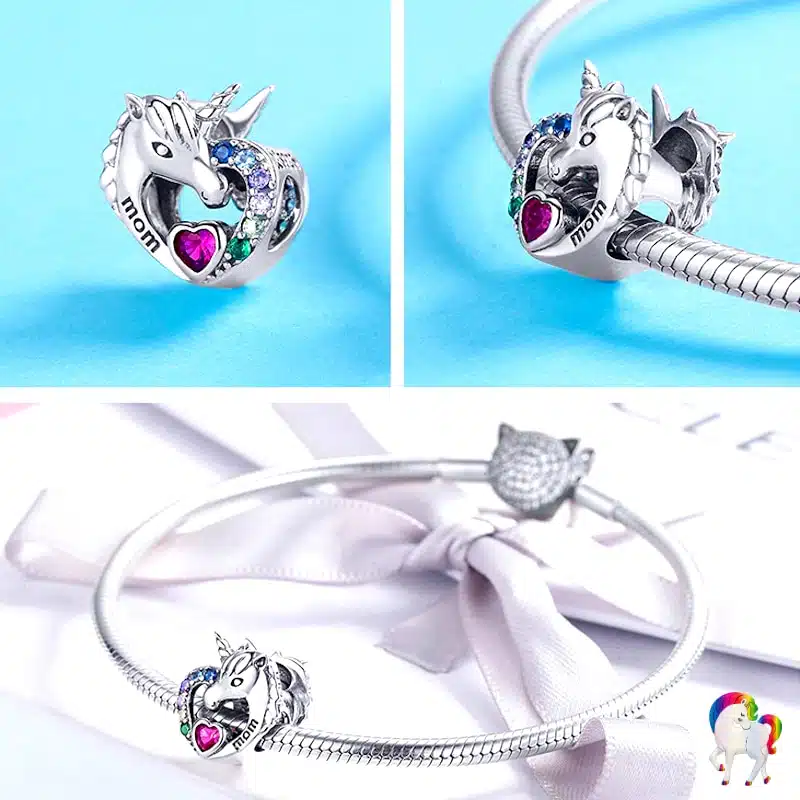 Plusieurs vus du Pendentif licorne argent 925 - LICORNE CŒUR