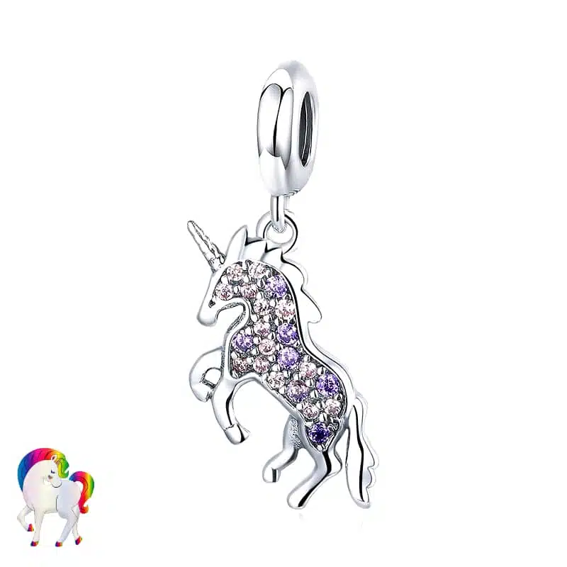 Pendentif licorne argent 925 - LICORNE DIAMANT